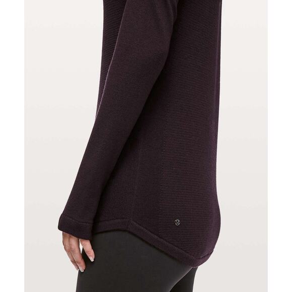 Lululemon Womens Merino Wool Crew Neck Sit In Lotus Sweater Sz 8 Black Cherry - Picture 3 of 14